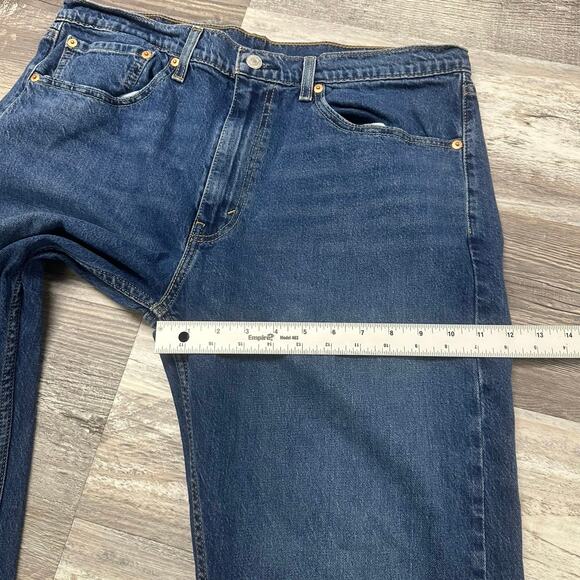 Levis 505 Dark Wash Blue Mens 36x30‎ Regular Straight Faded Denim Jeans Red Tab - Picture 11 of 12